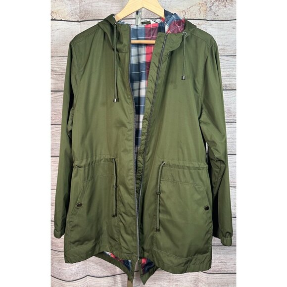 Time and Tru Women’s Green Windbreaker Jacket XL Hooded Zip Up Drawstring Waist - Picture 5 of 10